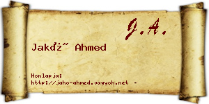 Jakó Ahmed névjegykártya